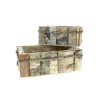 JARDINIERE BOIS GRIS L27 à 22 H10 à 9 SET 2
