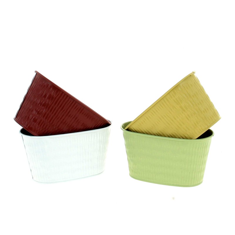 ZINC-JARDINIERE COULEUR STRIEE 15x8x8 ASS. /1P