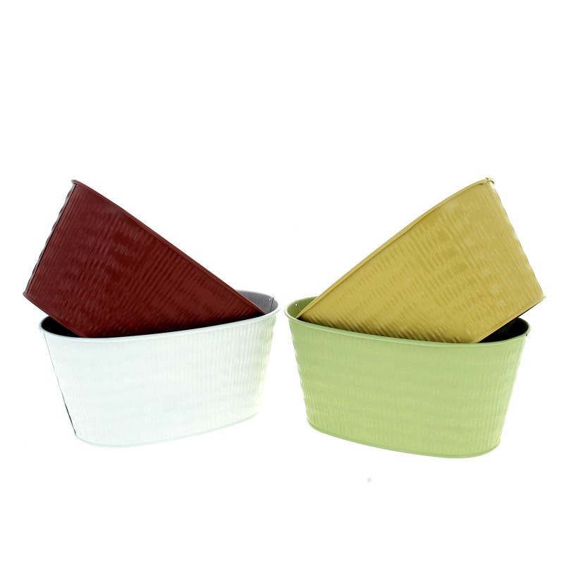 ZINC-JARDINIERE COULEUR STRIEE 22x13x10 ASS. /1P