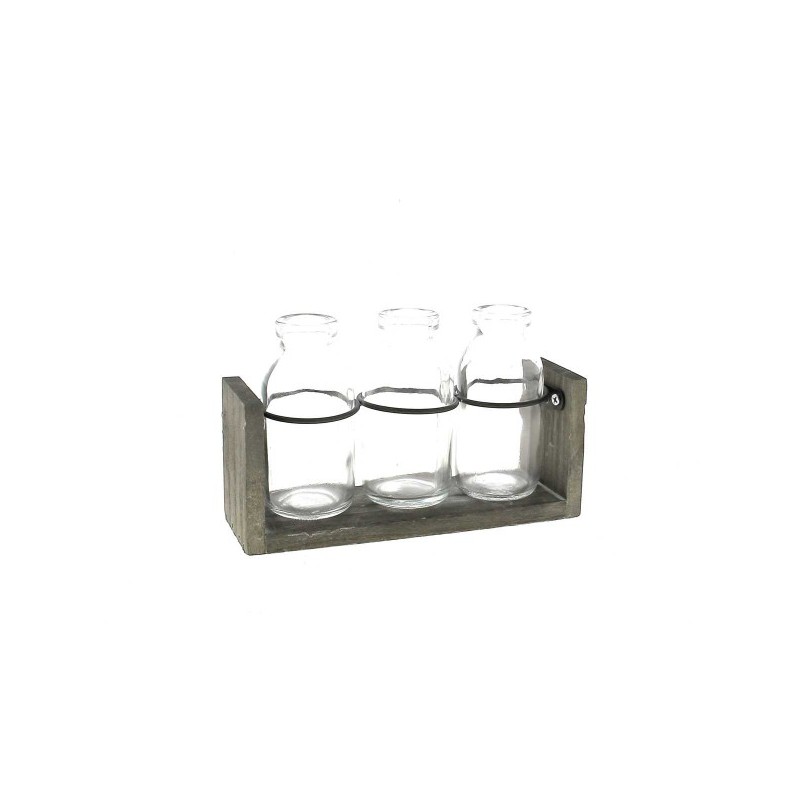 VERRE BOUTEILLE H10CM 3 pièces SUP.BOIS