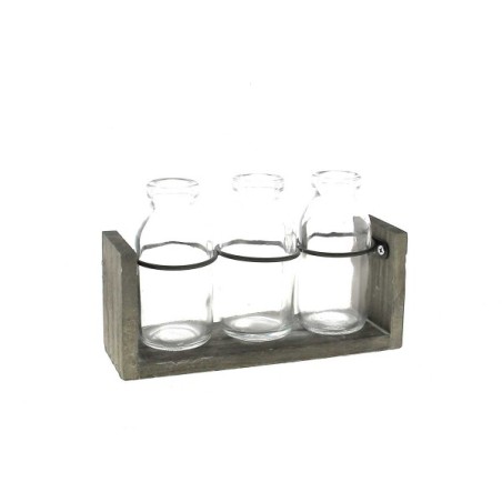 VERRE BOUTEILLE H10CM 3 pièces SUP.BOIS