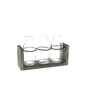 VERRE BOUTEILLE H10CM 3 pièces SUP.BOIS