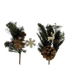 PIQUET DE NOEL "POMME DE PAIN ET CERF" les 12P