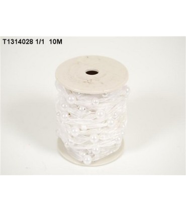 RUBAN BLANC SATIN + PERLE 10M