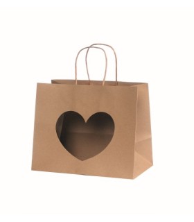SAC KRAFT COEUR OUVERT 16X14X8CM les 12P