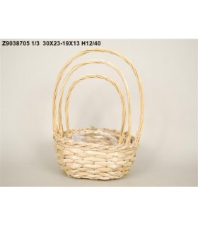 CORBEILLE OSIER NATUREL RONDE SET 3P