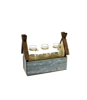 VERRE BOUTEILLE /3+MAISON BOIS GRIS pièce