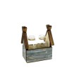 VERRE BOUTEILLE /2+MAISON BOIS GRIS pièce