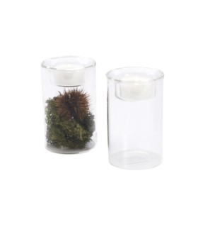 VERRE VASE+PORTE BOUGIE 06.5 H10.5CM les 6P