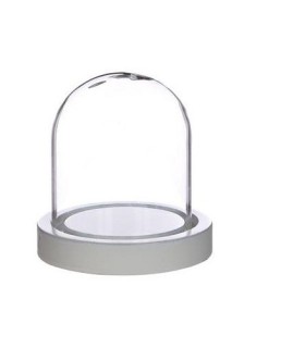 VERRE CLOCHE SUR PLATEAU BLANC Diam.10 H10CM/1P