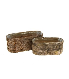 JARDINIERE ECORCE ARRONDI SET 2P
