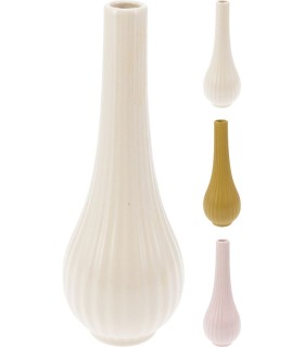 VASE PORCELAINE ALLONGE H27CM ASS.3 les 6P