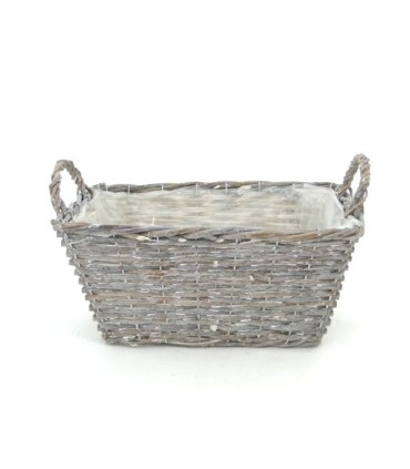 JARDINIERE OSIER GRIS 30X20 H14CM