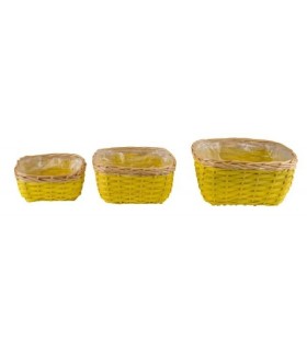 PANIER ROTIN JAUNE BORD NATURE SET 3P