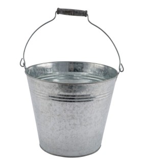 ZINC-SEAU NATUREL+POIGNET BOIS 022 H17CM /1P