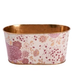 ZINC-JARDINIERE FLORAL CUIVRE 19.5x11 H9.5CM les 10P
