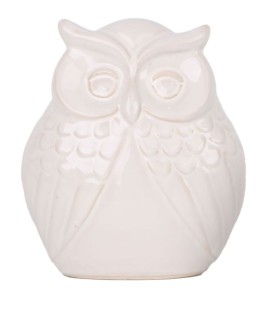HIBOU VERNIS BLANC 11x7 H11.5CM les 4P