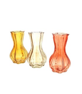 VERRE VASE STRIE ASS.3COULEURS les 3P