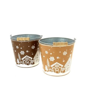 ZINC-SEAU VILLAGE NOEL 017 H14CM les 6P