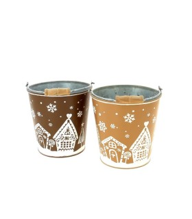 ZINC-SEAU VILLAGE NOEL 015 H15CM les 6P