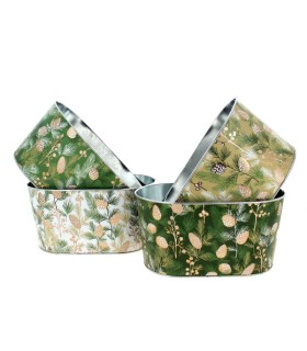 ZINC-JARDI BRANCHE DE PIN 22.5x13.5 H11.5CM les 4P