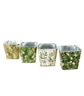 ZINC-POT BRANCHE DE PIN 8x8 H8CM les 12P