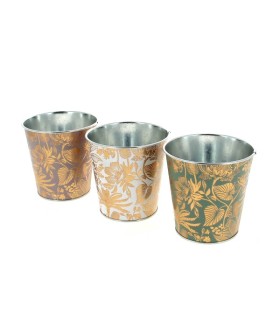 ZINC-POT FEUILLES DOREES 011 H11CM  les 12P