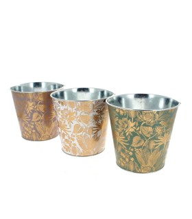 ZINC-POT FEUILLES DOREES 017 H16CM les 6P