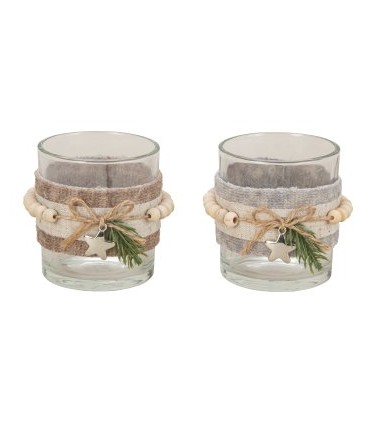 VERRE BOUGEOIR + PERLE BOIS 07CM les 6P