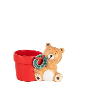 C.POT ROUGE OURS ASSIS 12.5CM H09CM les 8P