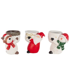 C.POT NOEL PORTE par PERSONNAGE H12CM les 6P