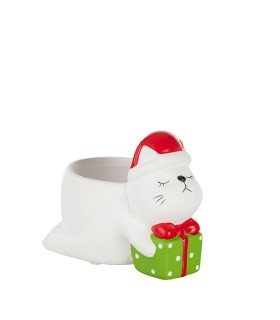 C.POT CHAT DE NOEL H10CM les 6P