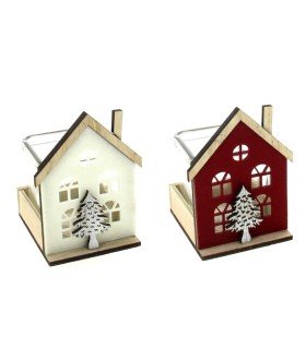 VERRE CUBE/1 CHALET BOIS 7.5x7.5 H7.8cm pièce