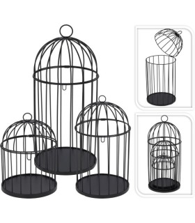 CAGE A OISEAU NOIR SET 3P 