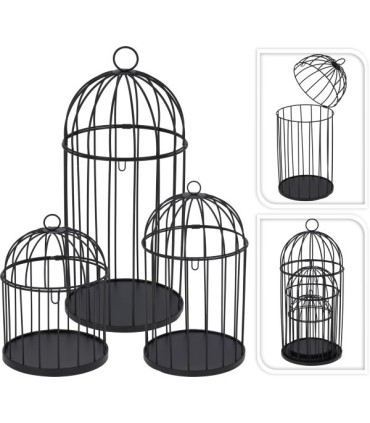 CAGE A OISEAU NOIR SET 3P 