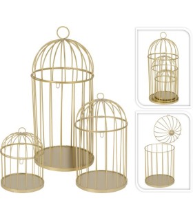 CAGE A OISEAU OR SET 3P