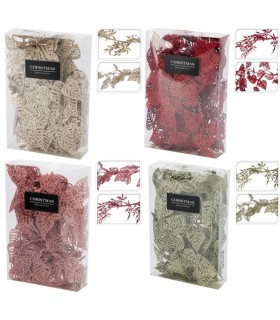 GUIRLANDE FEUILLES PAILLETE 18cm la boite