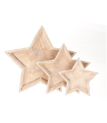 PLATEAU ETOILE BOIS set 3P