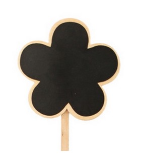 ETIQUETTE FLEUR BOIS + ARDOISE H40CM /10P