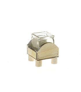 VERRE CUBE/1 SUPPORT BOIS BLANC à la pièce