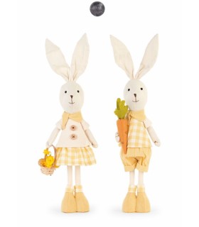 LAPIN DEBOUT VICHY JAUNE H45CM le couple