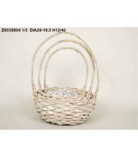 CORBEILLE OSIER GRIS ARRONDIE SET 3P