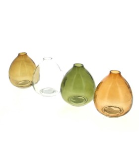 VERRE VASE BOULE Ass.4 09 H10CM les 12P