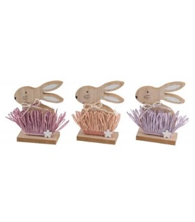 LAPIN BOIS DANS HERBE couleur H13CM ASS./3P