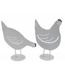 POULE METAL SUR SOCLE H30CM ASS/2P