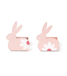 JARDINIERE LAPIN ROSE 15x7.5 H17.5CM les 2P