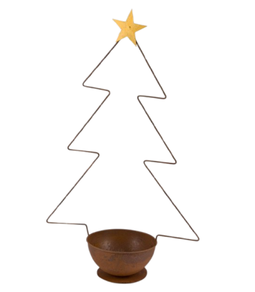 COUPE ET SAPIN ROUILLE 36x16 H59CM à la pièce