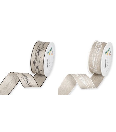 RUBAN FANTAISIE LIN HERBE 40MM 15M