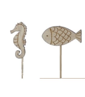 POISSON EN BOIS 7CM sur pique LES 10P