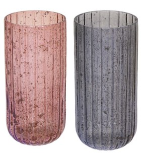 VERRE VASE STRIE MAURA 012 H25CM /1P